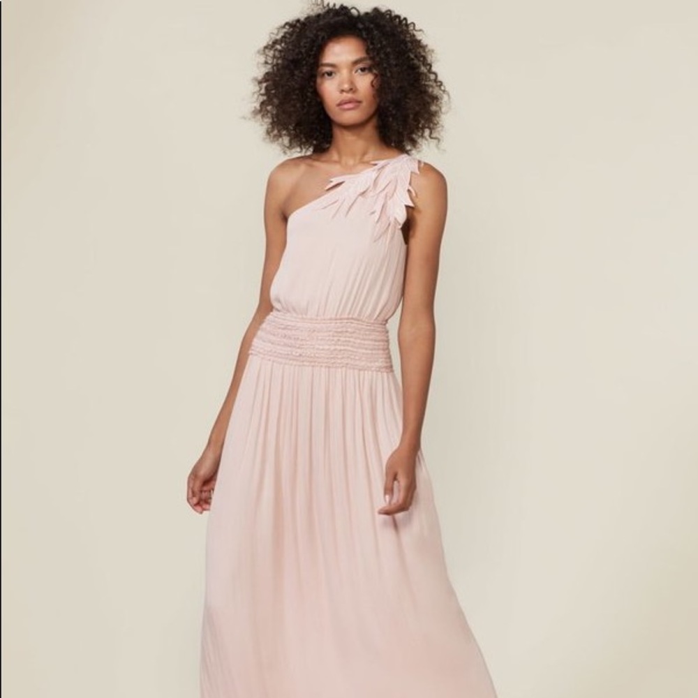 halston heritage one shoulder ruched waist gown